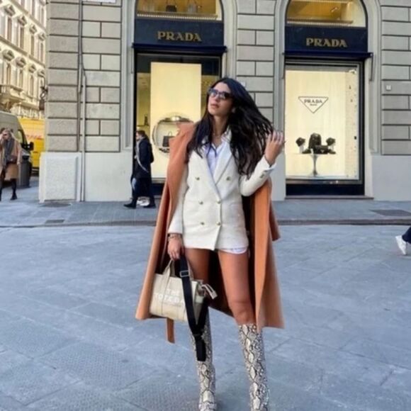 NWT ZARA BOOTS SNAKE PRINT INNER PLATFORM LEATHER HEELED KNEE HIGH BOOTS - Picture 5 of 14